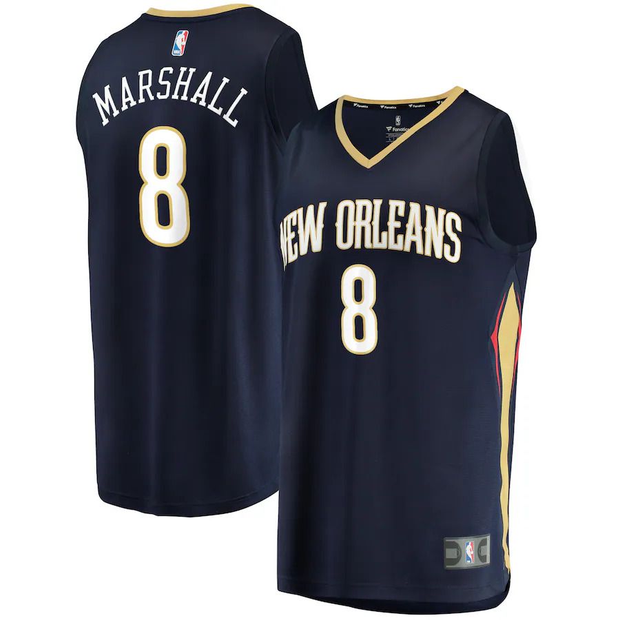 Men New Orleans Pelicans 8 Naji Marshall Fanatics Branded Navy Icon Edition 2021-22 Fast Break Replica NBA Jersey